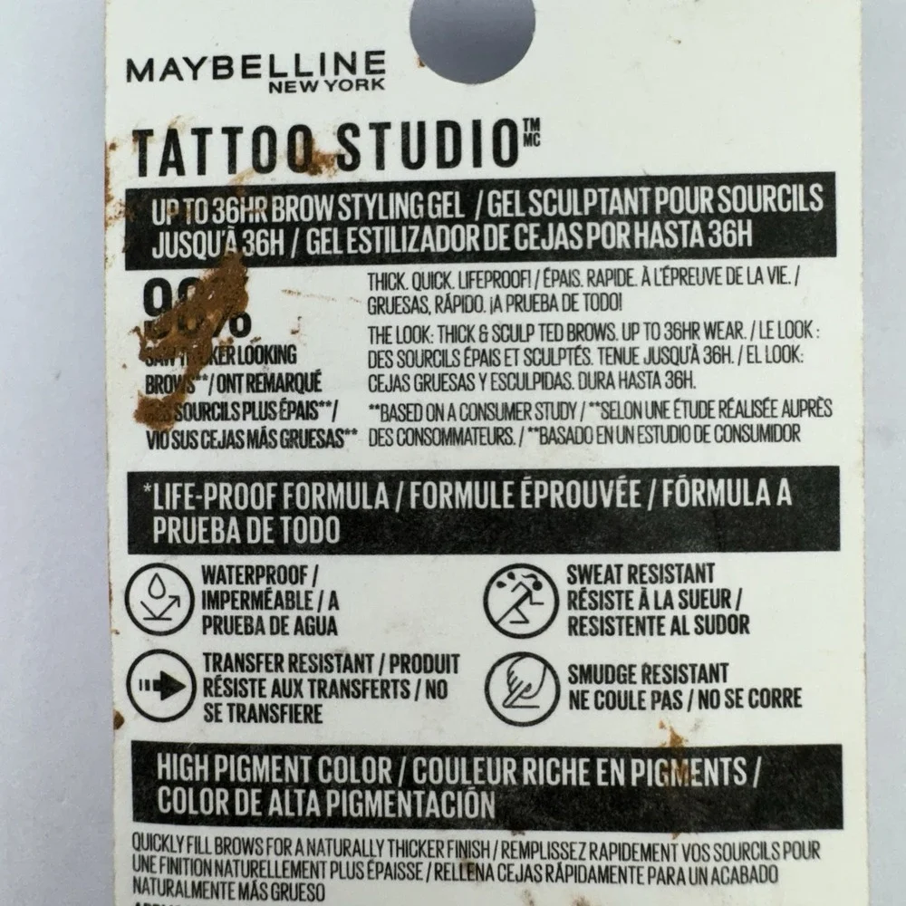 Maybelline Tattoo Studio Brow Styling Gel Color: Black/Noir/Negro